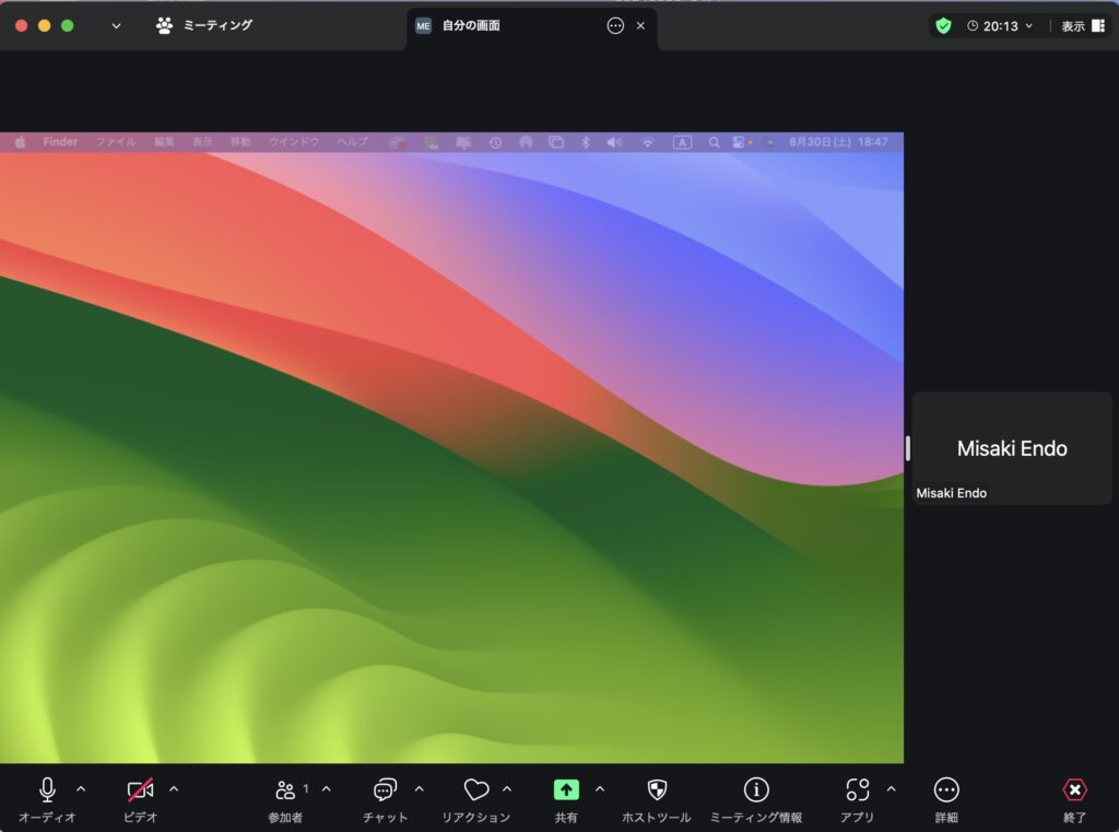 zoomにiPad miniの画面が共有された
